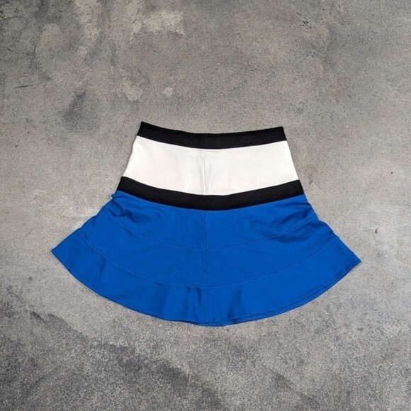 Express Size 0 Color Block Black White Blue Flare Skirt - Picture 2 of 6